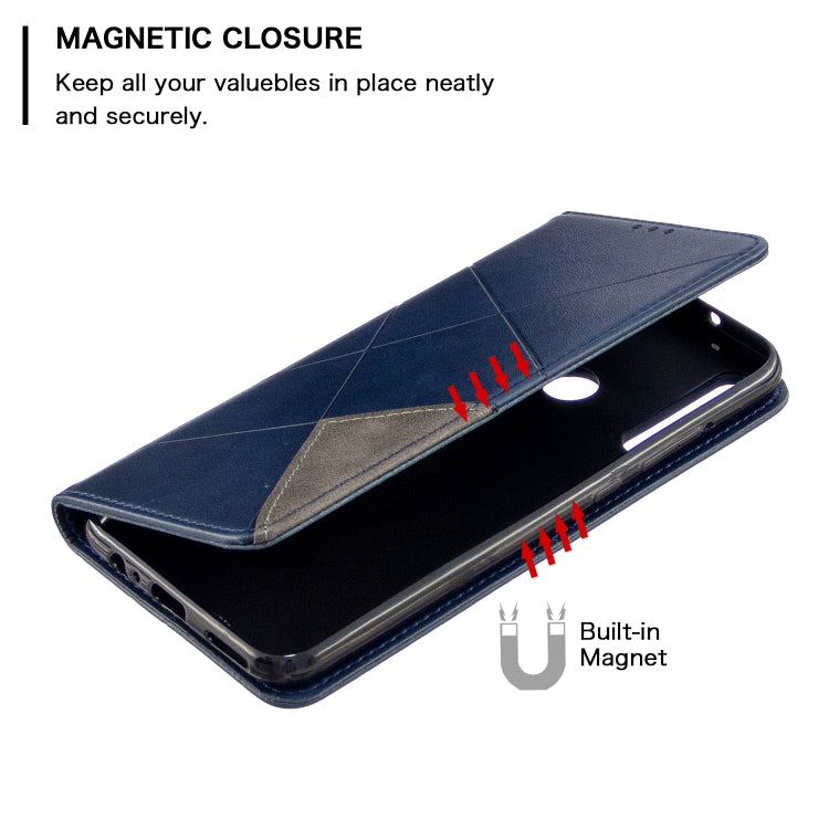 For Huawei P40 Lite E / Y7P Rhombus Texture Horizontal Flip Magnetic Leather Case with Holder & Card Slots & Wallet