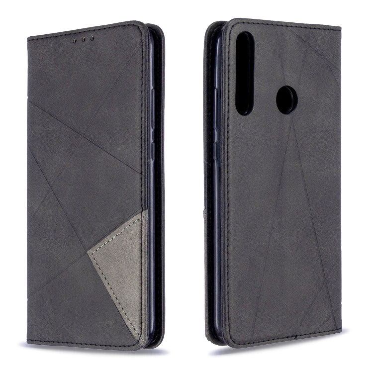 For Huawei P40 Lite E / Y7P Rhombus Texture Horizontal Flip Magnetic Leather Case with Holder & Card Slots & Wallet