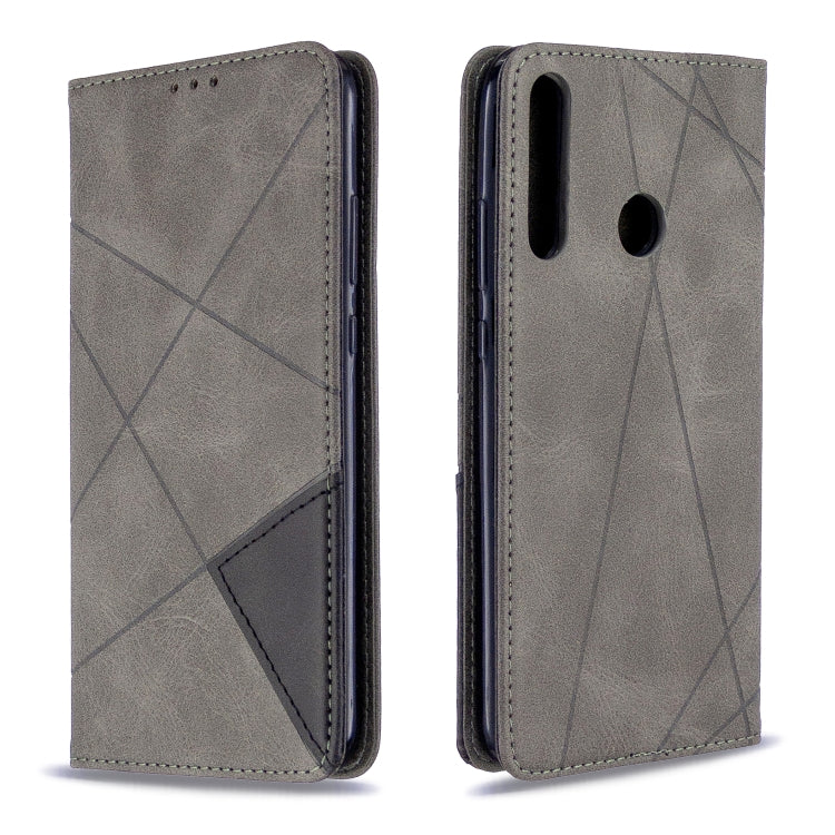 For Huawei P40 Lite E / Y7P Rhombus Texture Horizontal Flip Magnetic Leather Case with Holder & Card Slots & Wallet