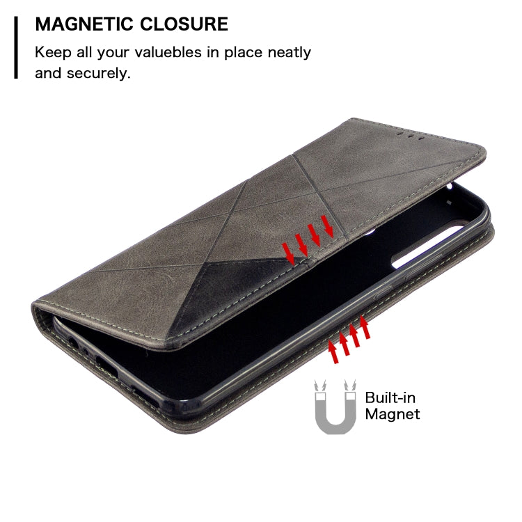 For Huawei P40 Lite E / Y7P Rhombus Texture Horizontal Flip Magnetic Leather Case with Holder & Card Slots & Wallet