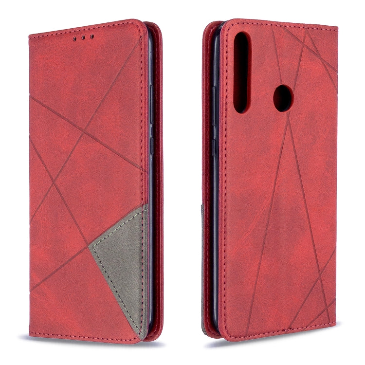 For Huawei P40 Lite E / Y7P Rhombus Texture Horizontal Flip Magnetic Leather Case with Holder & Card Slots & Wallet