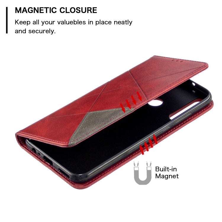 For Huawei P40 Lite E / Y7P Rhombus Texture Horizontal Flip Magnetic Leather Case with Holder & Card Slots & Wallet