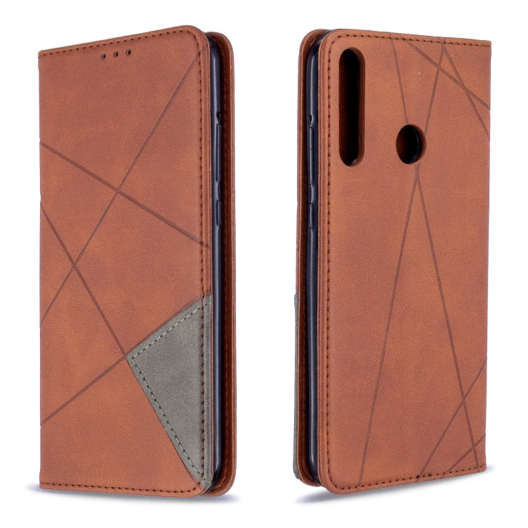 For Huawei P40 Lite E / Y7P Rhombus Texture Horizontal Flip Magnetic Leather Case with Holder & Card Slots & Wallet