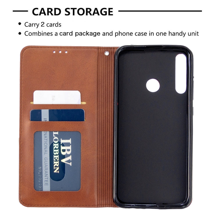 For Huawei P40 Lite E / Y7P Rhombus Texture Horizontal Flip Magnetic Leather Case with Holder & Card Slots & Wallet