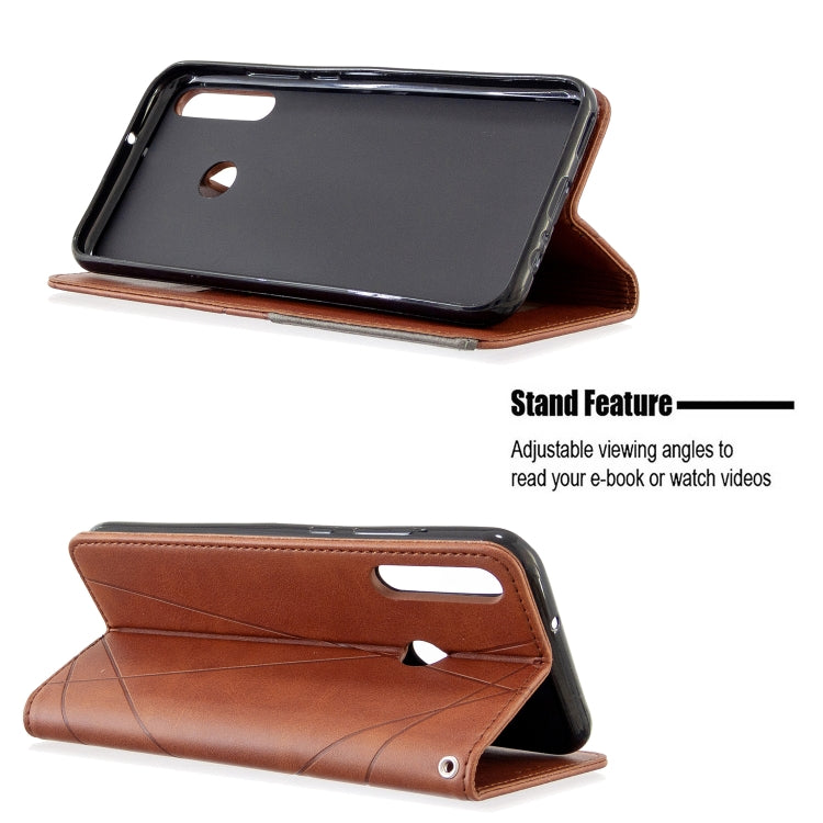 For Huawei P40 Lite E / Y7P Rhombus Texture Horizontal Flip Magnetic Leather Case with Holder & Card Slots & Wallet