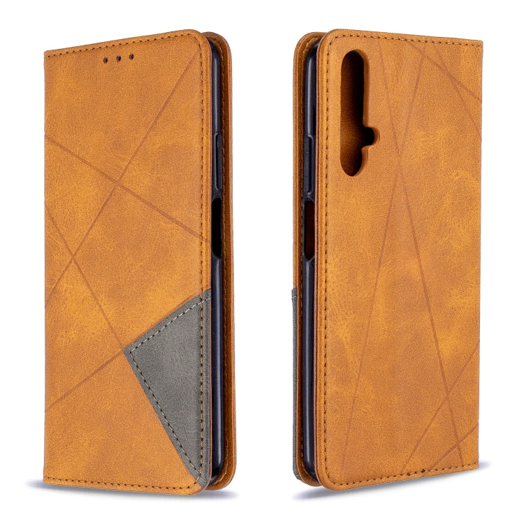 For Huawei Honor 20S Rhombus Texture Horizontal Flip Magnetic Leather Case with Holder & Card Slots & Wallet