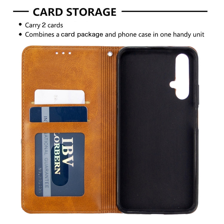 For Huawei Honor 20S Rhombus Texture Horizontal Flip Magnetic Leather Case with Holder & Card Slots & Wallet