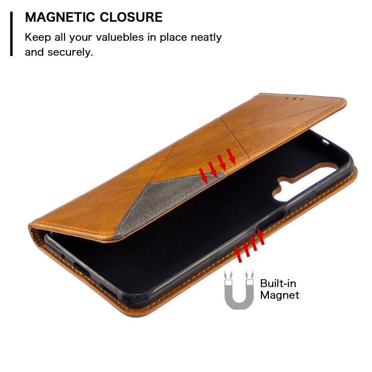 For Huawei Honor 20S Rhombus Texture Horizontal Flip Magnetic Leather Case with Holder & Card Slots & Wallet