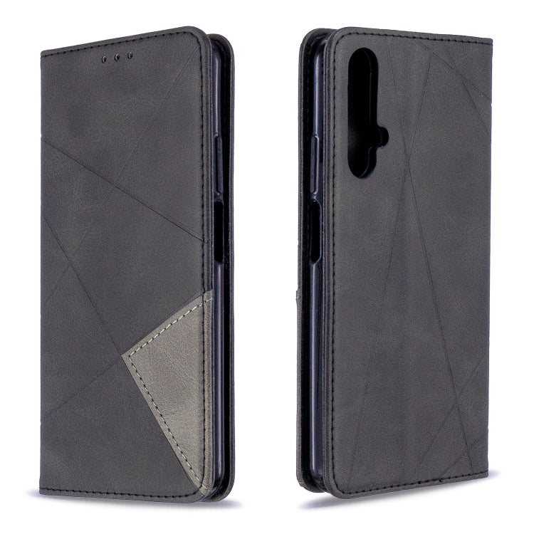 For Huawei Honor 20S Rhombus Texture Horizontal Flip Magnetic Leather Case with Holder & Card Slots & Wallet