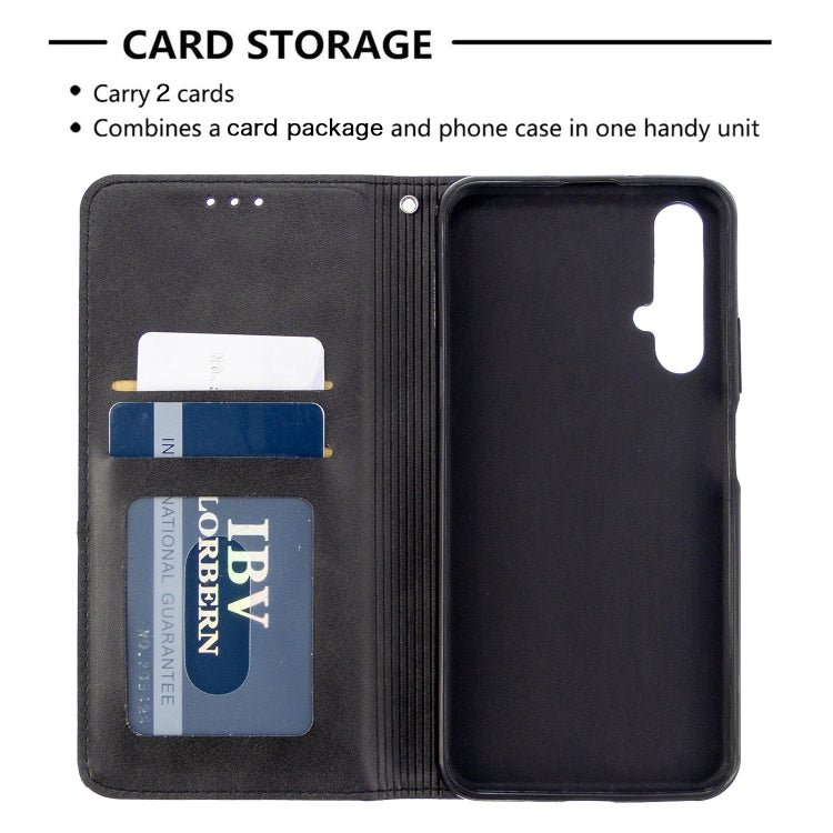 For Huawei Honor 20S Rhombus Texture Horizontal Flip Magnetic Leather Case with Holder & Card Slots & Wallet