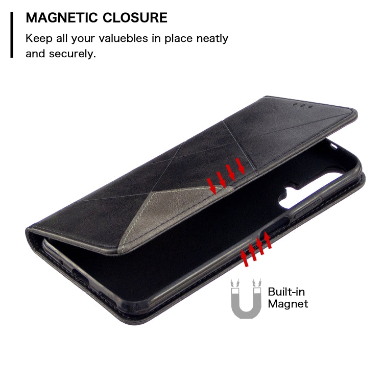 For Huawei Honor 20S Rhombus Texture Horizontal Flip Magnetic Leather Case with Holder & Card Slots & Wallet
