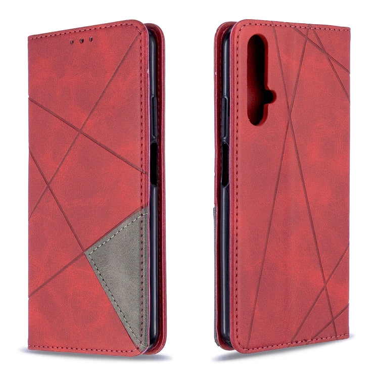 For Huawei Honor 20S Rhombus Texture Horizontal Flip Magnetic Leather Case with Holder & Card Slots & Wallet
