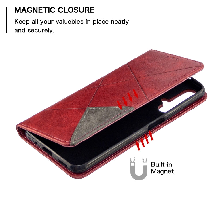 For Huawei Honor 20S Rhombus Texture Horizontal Flip Magnetic Leather Case with Holder & Card Slots & Wallet