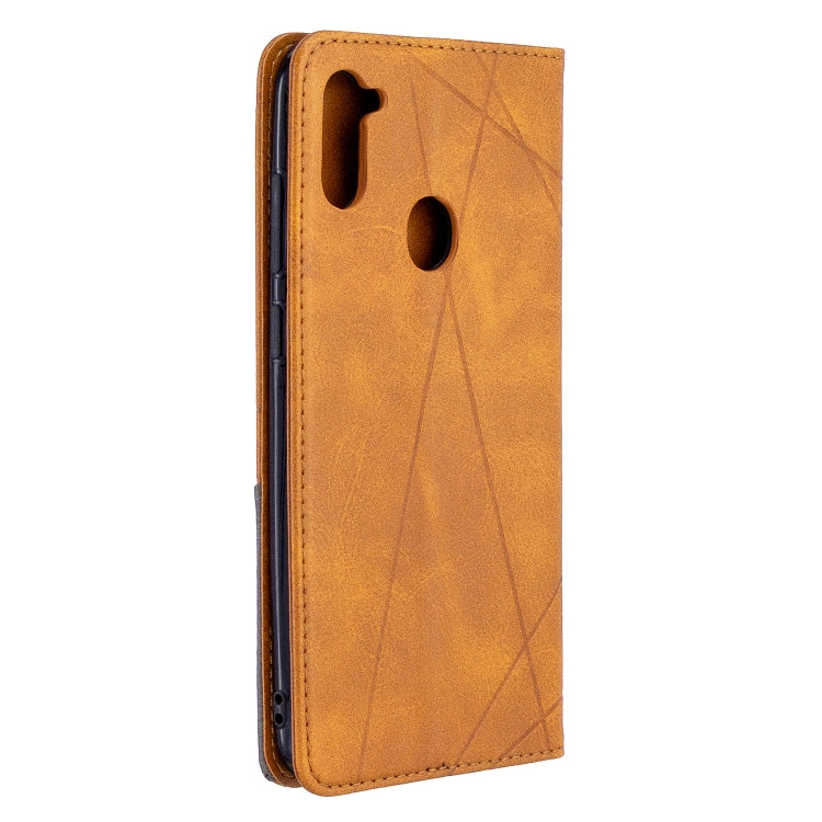 For Galaxy A11 Rhombus Texture Horizontal Flip Magnetic Leather Case with Holder & Card Slots & Wallet