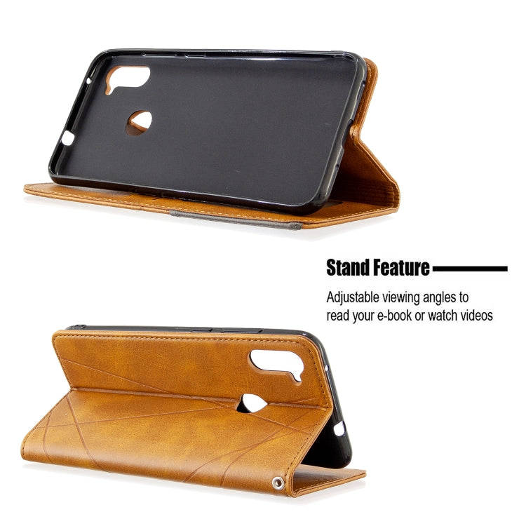 For Galaxy A11 Rhombus Texture Horizontal Flip Magnetic Leather Case with Holder & Card Slots & Wallet