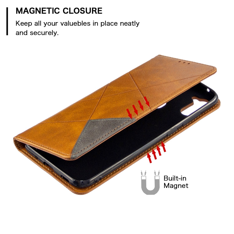 For Galaxy A11 Rhombus Texture Horizontal Flip Magnetic Leather Case with Holder & Card Slots & Wallet
