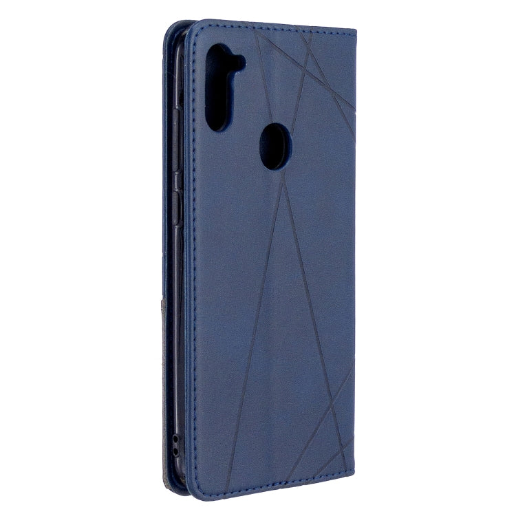 For Galaxy A11 Rhombus Texture Horizontal Flip Magnetic Leather Case with Holder & Card Slots & Wallet