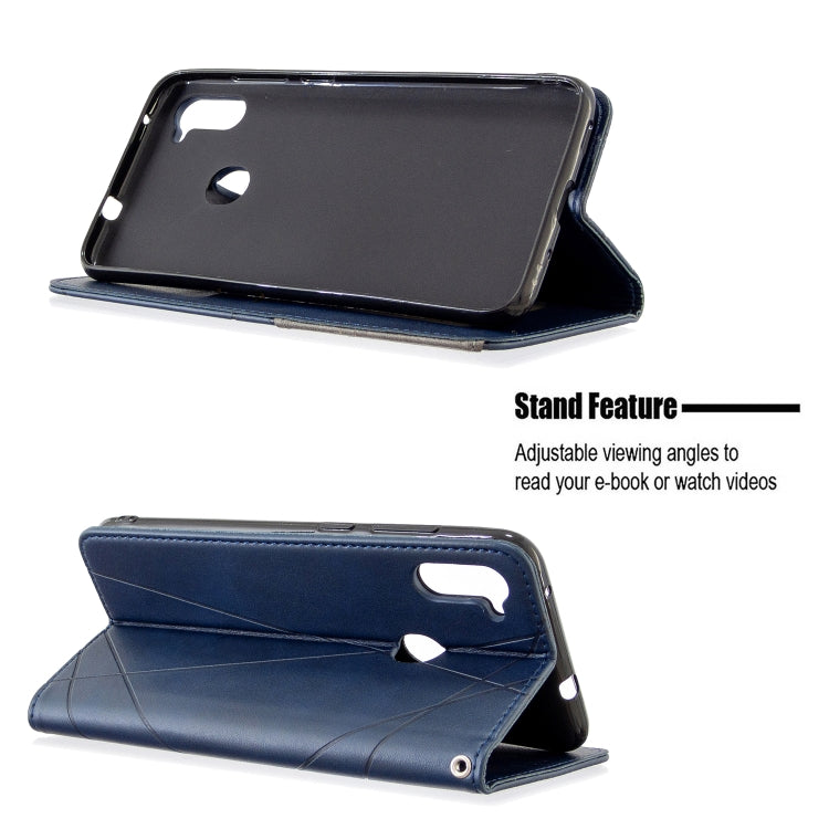 For Galaxy A11 Rhombus Texture Horizontal Flip Magnetic Leather Case with Holder & Card Slots & Wallet