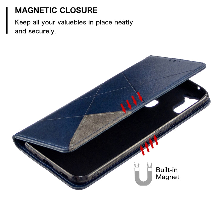 For Galaxy A11 Rhombus Texture Horizontal Flip Magnetic Leather Case with Holder & Card Slots & Wallet