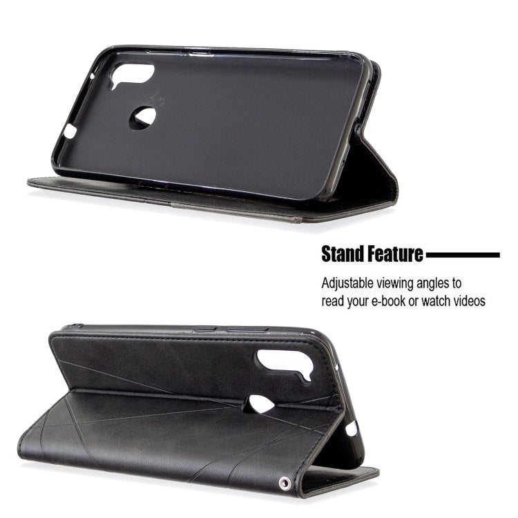 For Galaxy A11 Rhombus Texture Horizontal Flip Magnetic Leather Case with Holder & Card Slots & Wallet