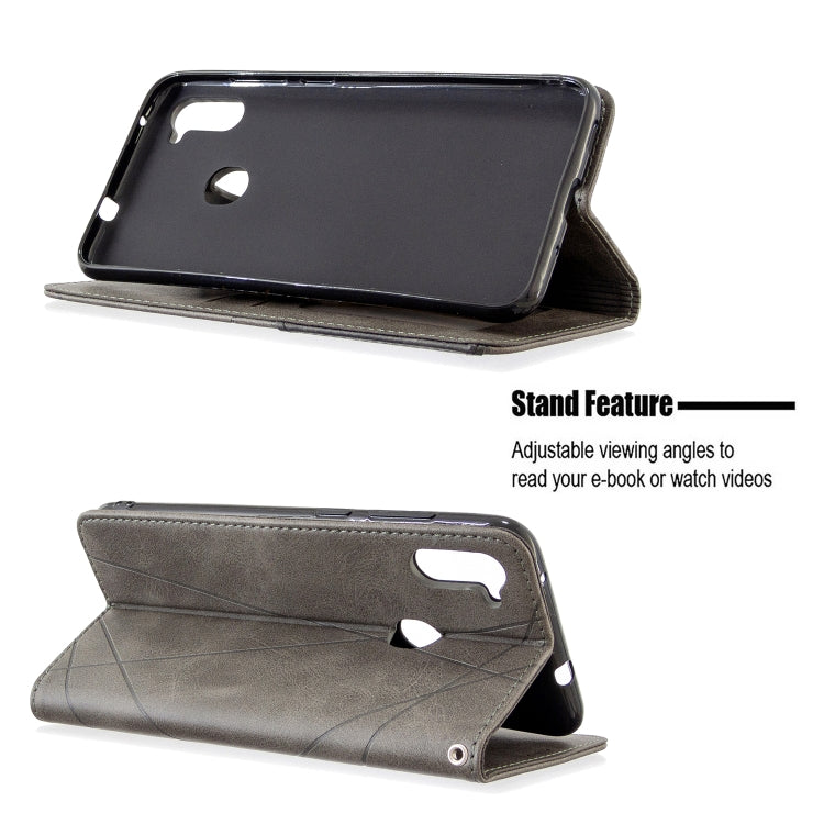 For Galaxy A11 Rhombus Texture Horizontal Flip Magnetic Leather Case with Holder & Card Slots & Wallet