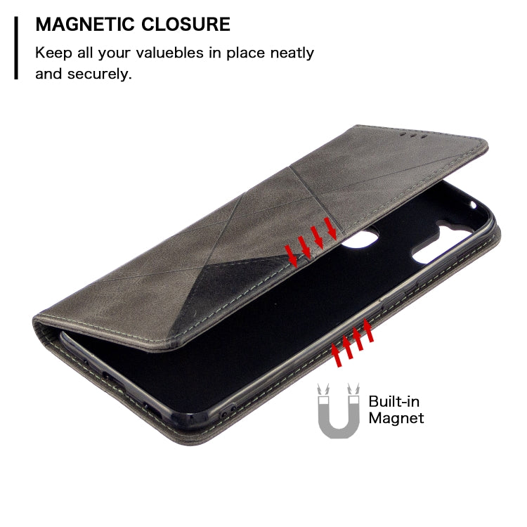 For Galaxy A11 Rhombus Texture Horizontal Flip Magnetic Leather Case with Holder & Card Slots & Wallet