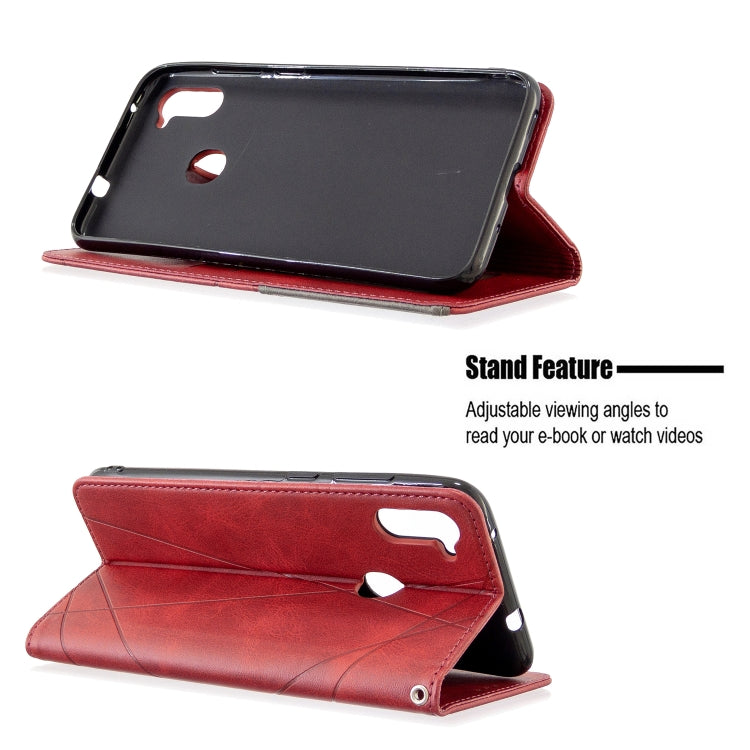 For Galaxy A11 Rhombus Texture Horizontal Flip Magnetic Leather Case with Holder & Card Slots & Wallet