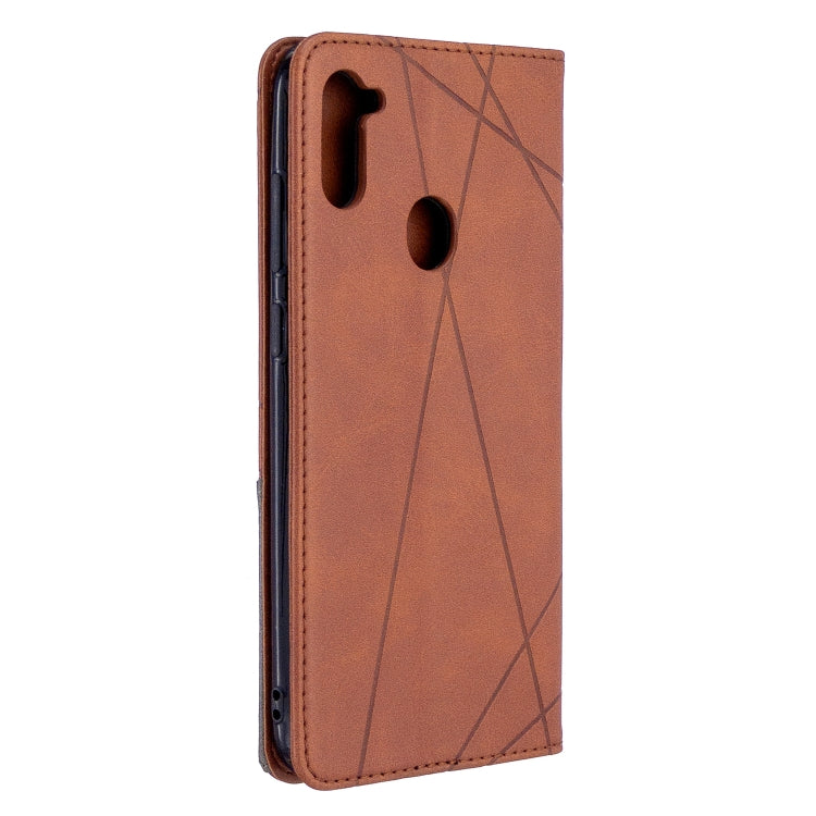 For Galaxy A11 Rhombus Texture Horizontal Flip Magnetic Leather Case with Holder & Card Slots & Wallet