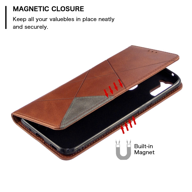 For Galaxy A11 Rhombus Texture Horizontal Flip Magnetic Leather Case with Holder & Card Slots & Wallet
