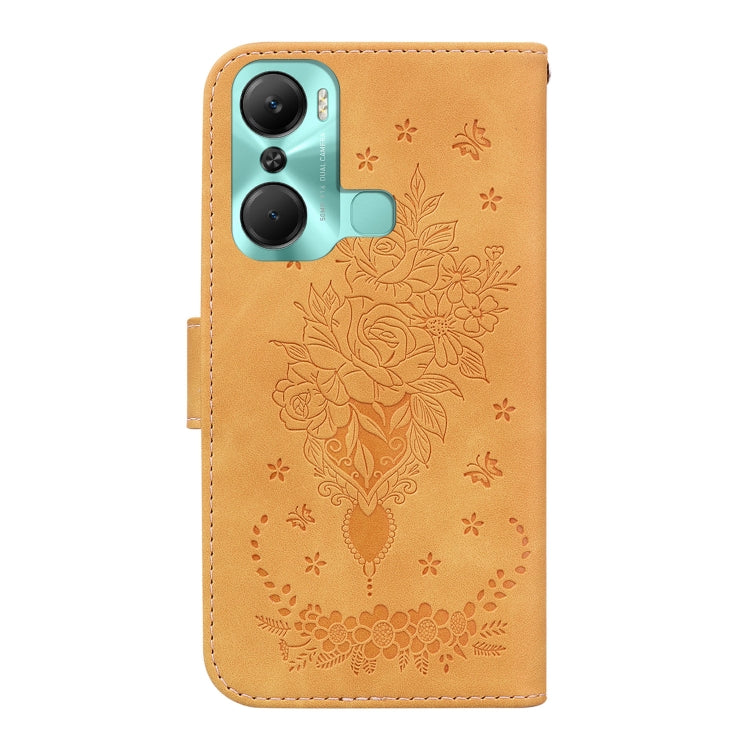 For Infinix Hot 12 Pro Butterfly Rose Embossed Leather Phone Case