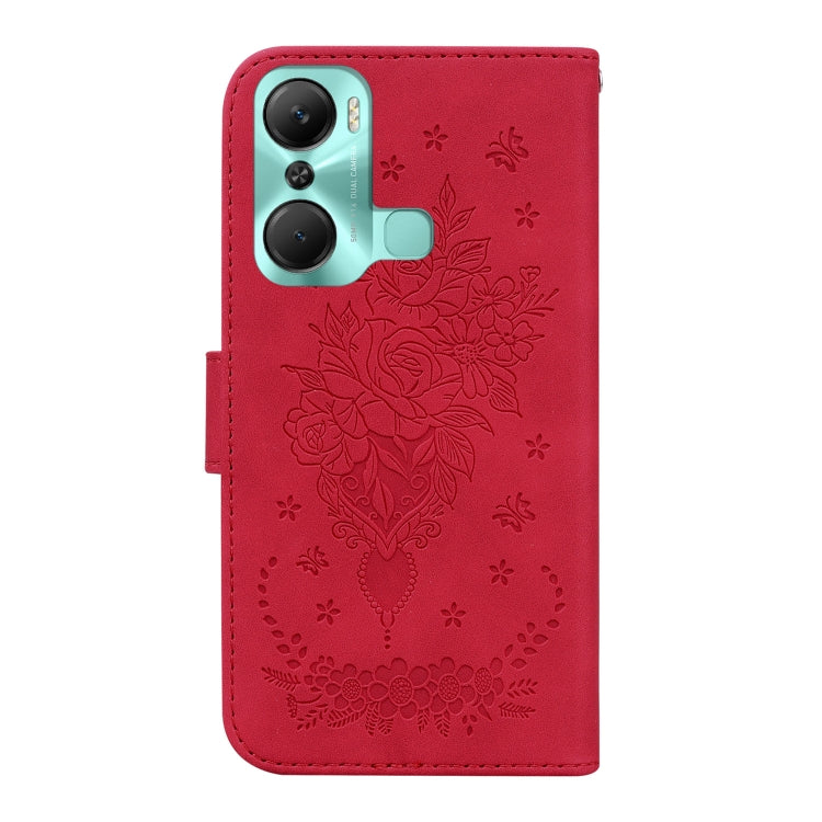 For Infinix Hot 12 Pro Butterfly Rose Embossed Leather Phone Case