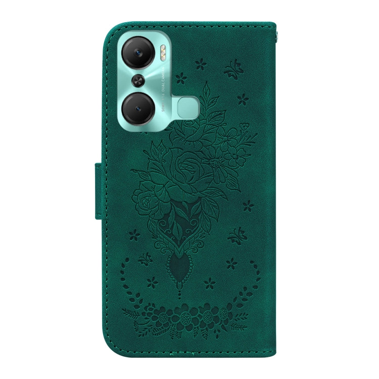 For Infinix Hot 12 Pro Butterfly Rose Embossed Leather Phone Case
