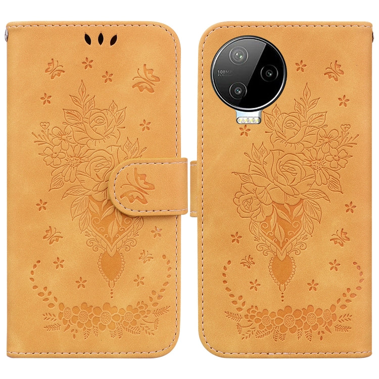 For Infinix Note 12 Pro 4G Butterfly Rose Embossed Leather Phone Case