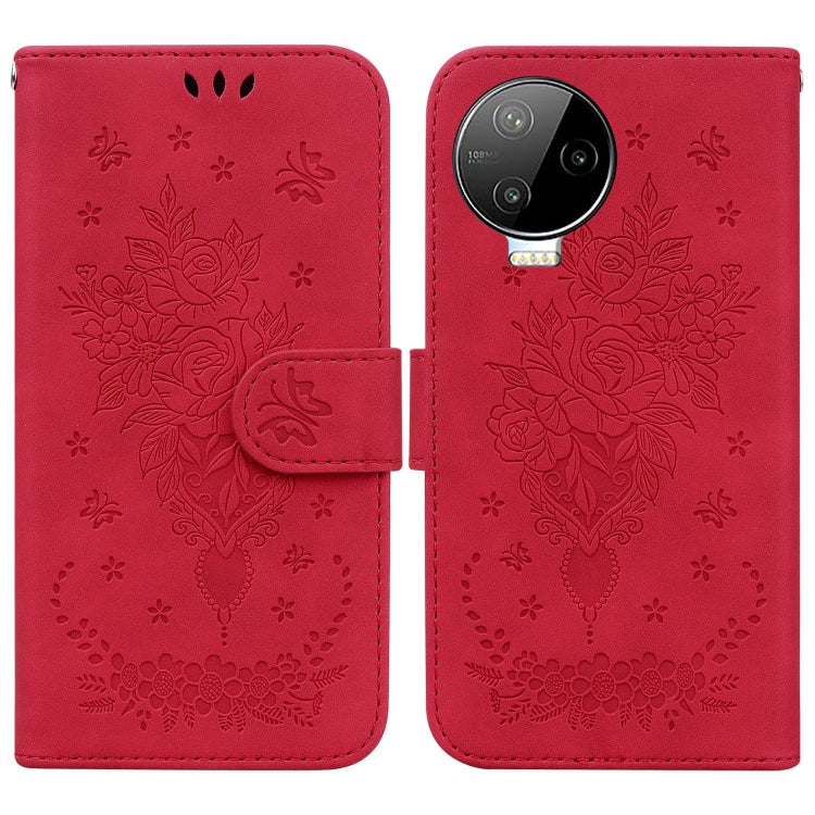 For Infinix Note 12 Pro 4G Butterfly Rose Embossed Leather Phone Case