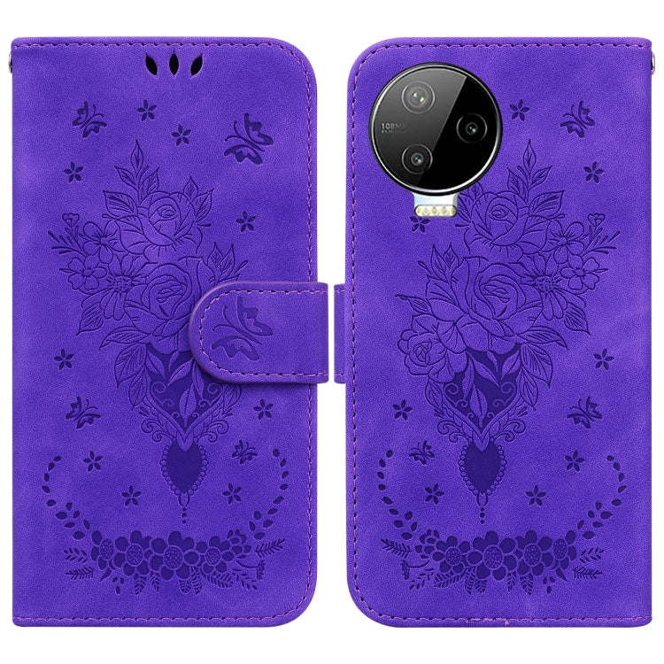 For Infinix Note 12 Pro 4G Butterfly Rose Embossed Leather Phone Case