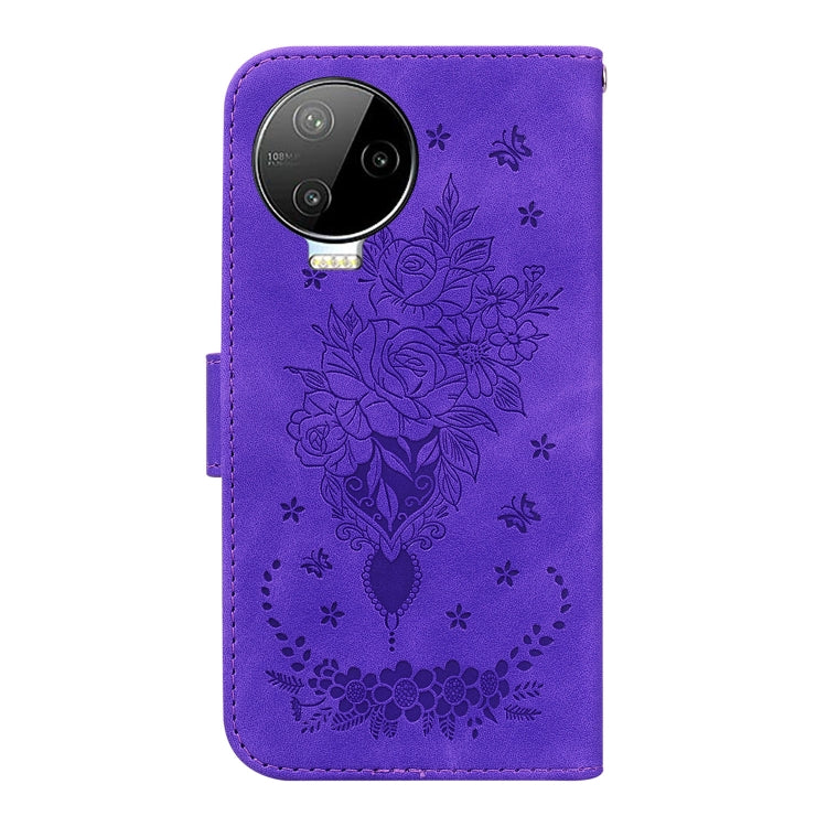 For Infinix Note 12 Pro 4G Butterfly Rose Embossed Leather Phone Case
