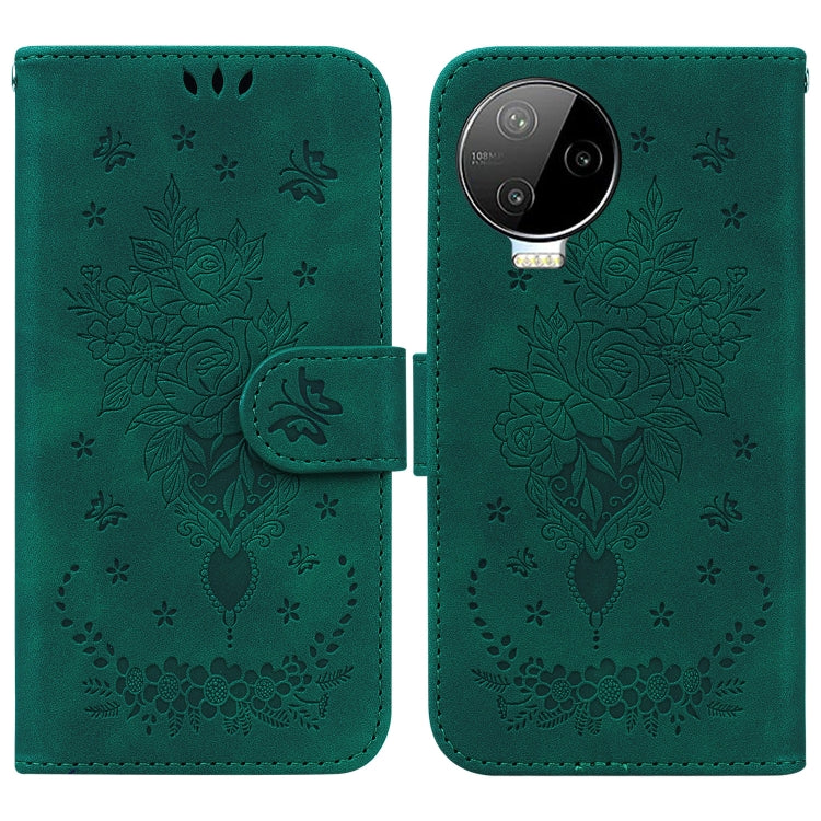 For Infinix Note 12 Pro 4G Butterfly Rose Embossed Leather Phone Case