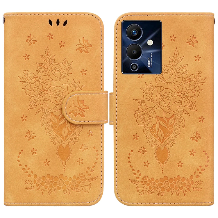For Infinix Note 12 Pro 5G Butterfly Rose Embossed Leather Phone Case