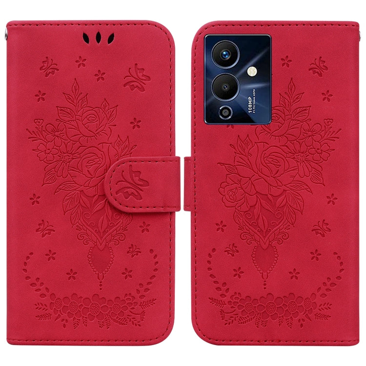 For Infinix Note 12 Pro 5G Butterfly Rose Embossed Leather Phone Case