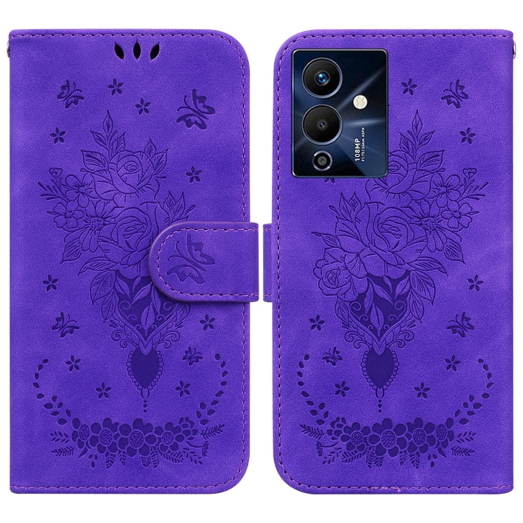 For Infinix Note 12 Pro 5G Butterfly Rose Embossed Leather Phone Case