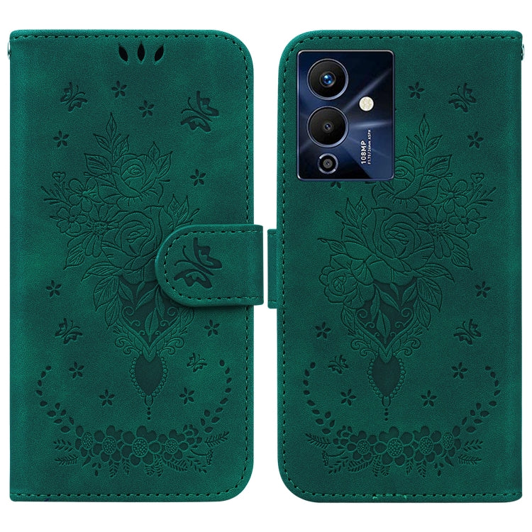 For Infinix Note 12 Pro 5G Butterfly Rose Embossed Leather Phone Case