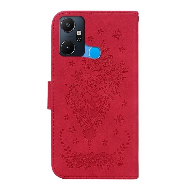For Infinix Smart 6 Plus Butterfly Rose Embossed Leather Phone Case