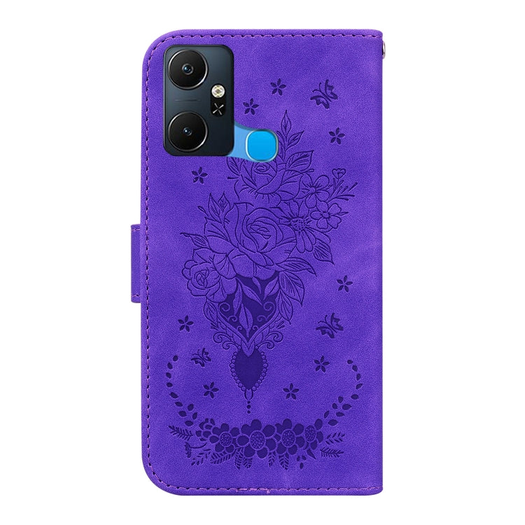 For Infinix Smart 6 Plus Butterfly Rose Embossed Leather Phone Case