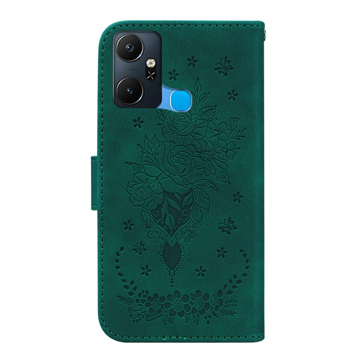 For Infinix Smart 6 Plus Butterfly Rose Embossed Leather Phone Case