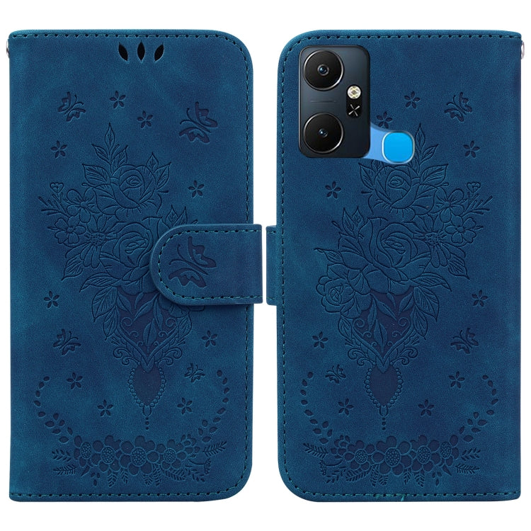 For Infinix Smart 6 Plus Butterfly Rose Embossed Leather Phone Case
