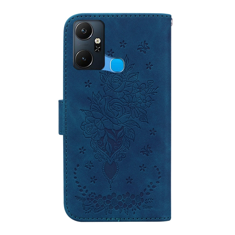 For Infinix Smart 6 Plus Butterfly Rose Embossed Leather Phone Case