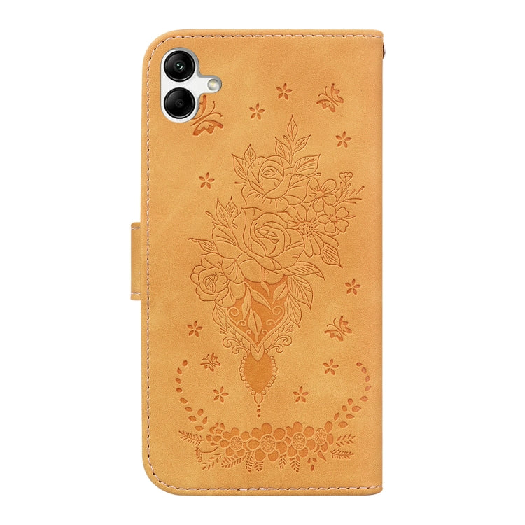 For Samsung Galaxy A04/M13 5G Butterfly Rose Embossed Leather Phone Case