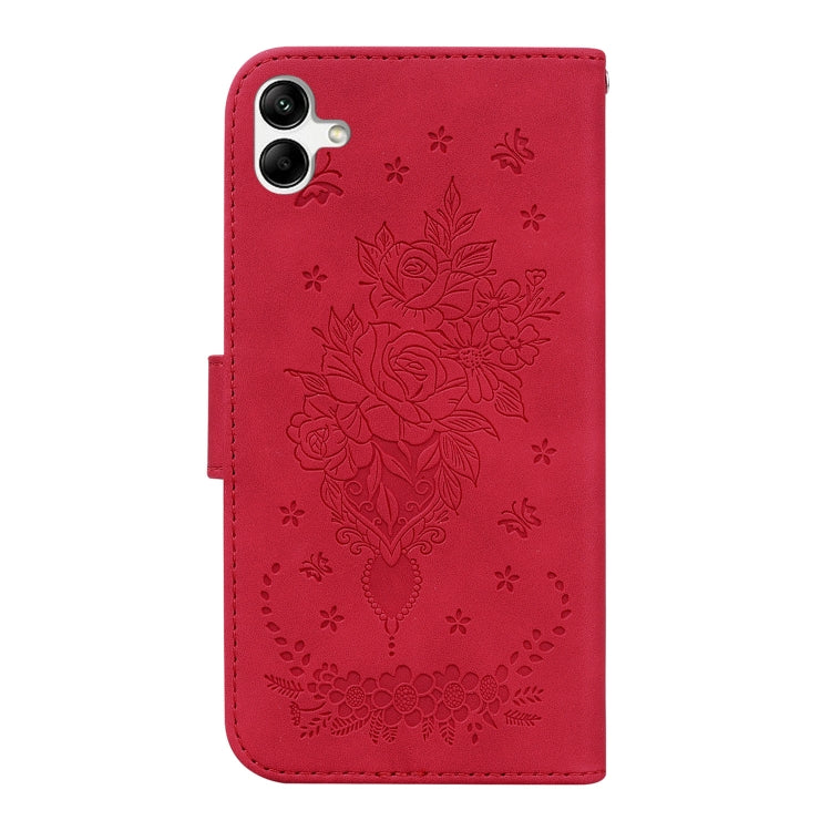 For Samsung Galaxy A04/M13 5G Butterfly Rose Embossed Leather Phone Case