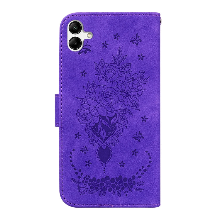 For Samsung Galaxy A04/M13 5G Butterfly Rose Embossed Leather Phone Case