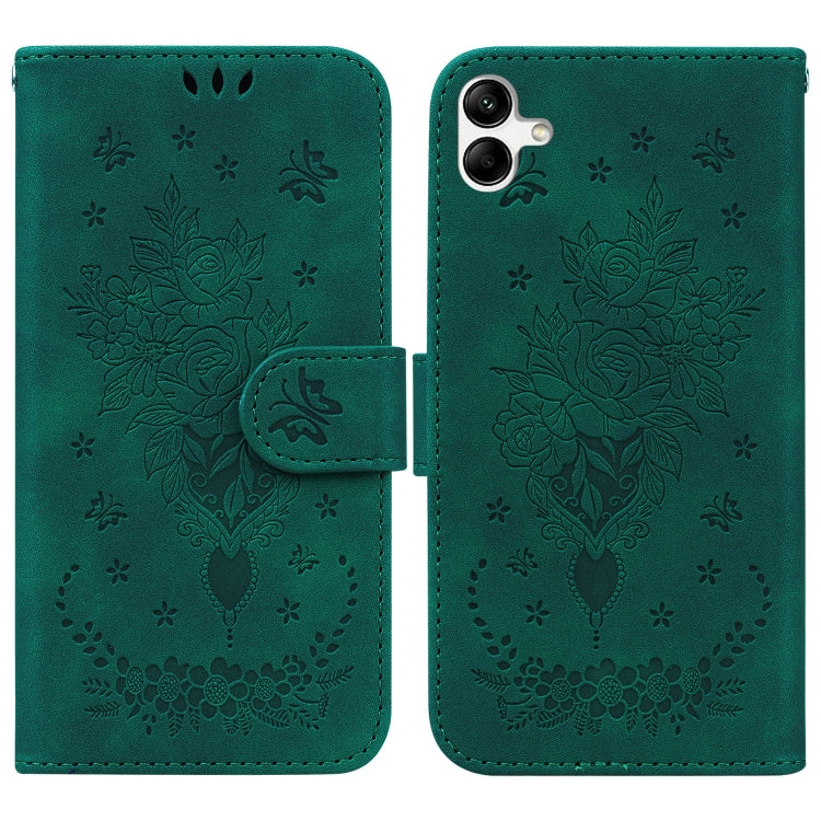 For Samsung Galaxy A04/M13 5G Butterfly Rose Embossed Leather Phone Case